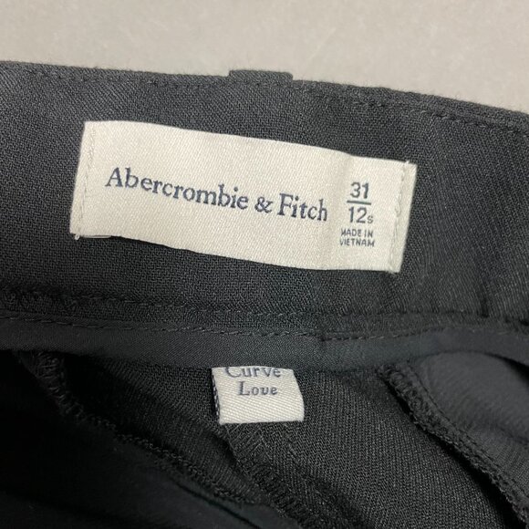 Abercrombie & Fitch Sloane Tailored Pants Wide Leg Black Size 31 12 Short Slacks - Picture 14 of 16